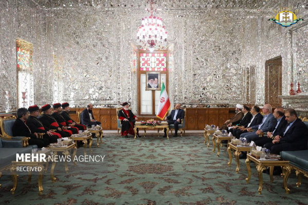 البطريرك مار آوا الثالث يلتقي رئيس مجلس الشورى الإيراني