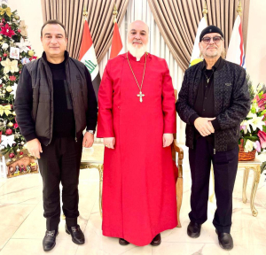 استقبال البطريرك مار آوا الثالث الفنان الآشوري آشور بيث سركيس